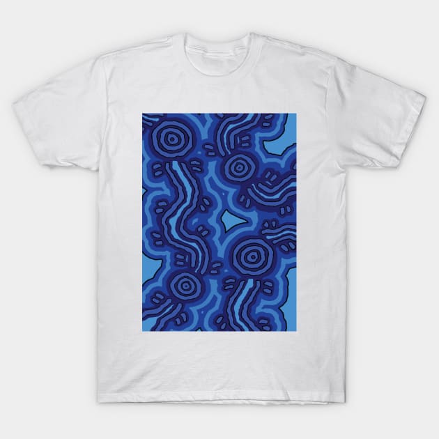 Aboriginal Art Blue Campsites T-Shirt by hogartharts